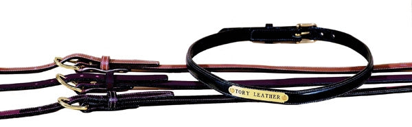 Tory Leather 3/4" Raised Leather Belt with Brass Buckle
