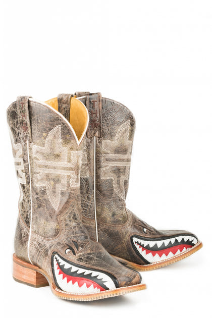 Tin Haul Mens Toastin A Gnarly Shark Sq Toe Boot