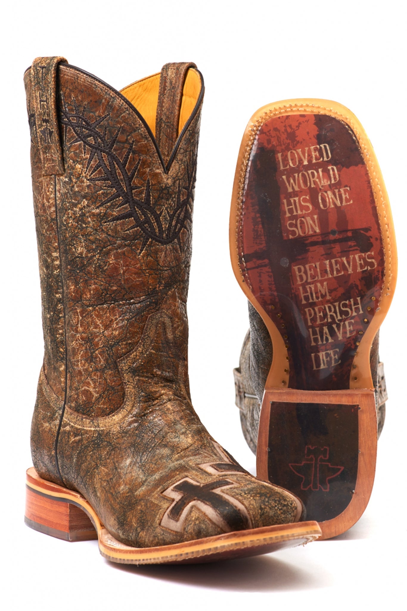 Tin Haul Mens John 3.16 Square Toe Boots