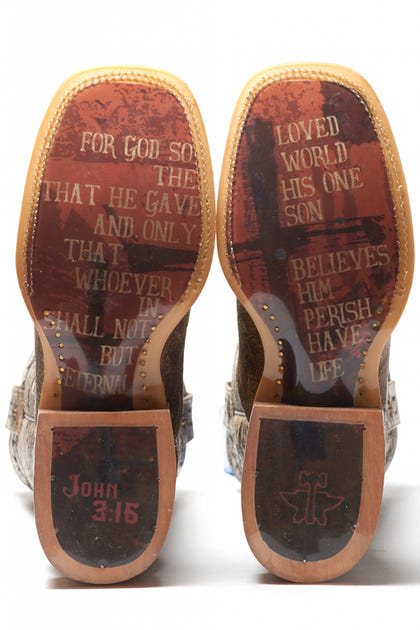 Tin Haul Mens John 3.16 Square Toe Boots