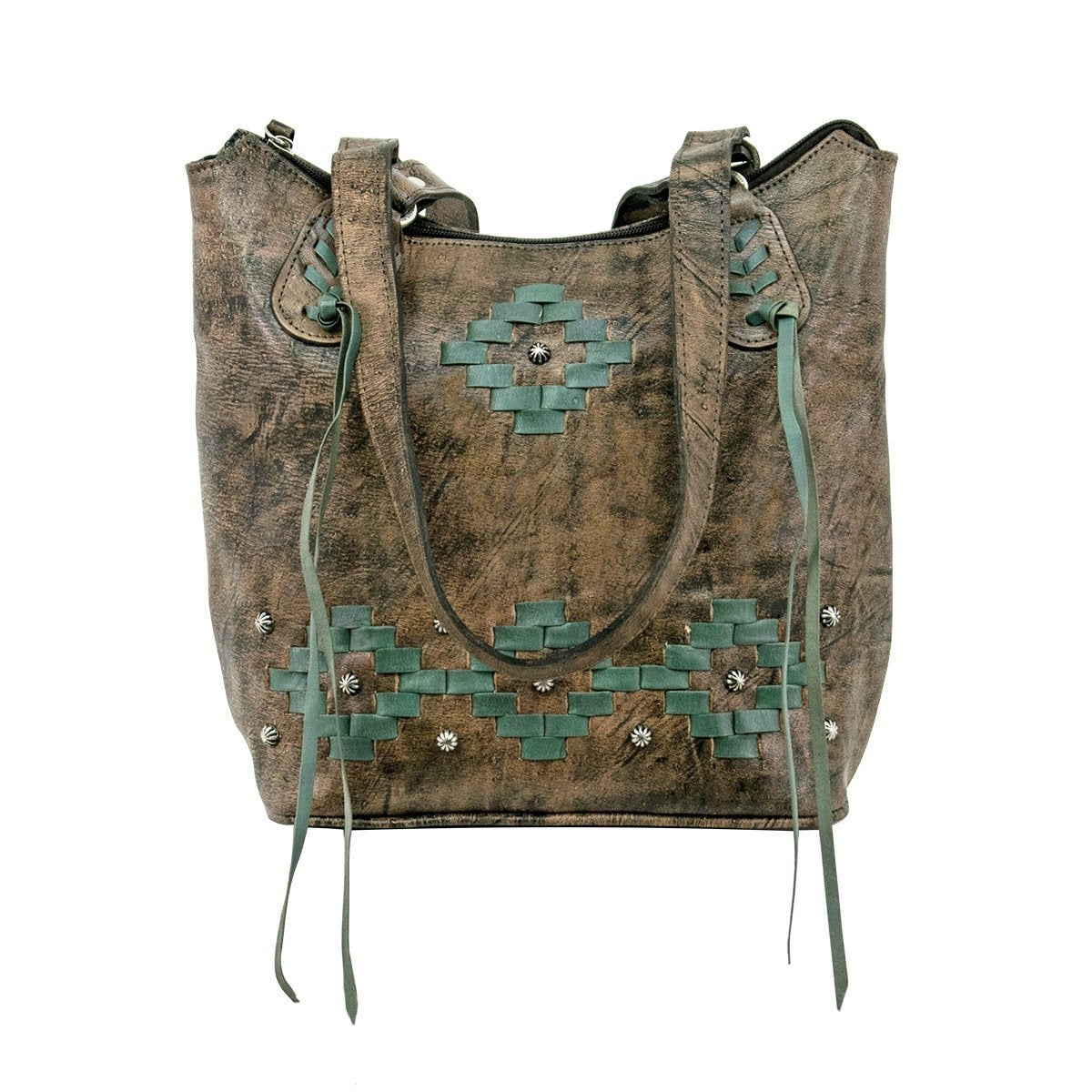 American West Tribal Weave Zip Top Bucket Tote