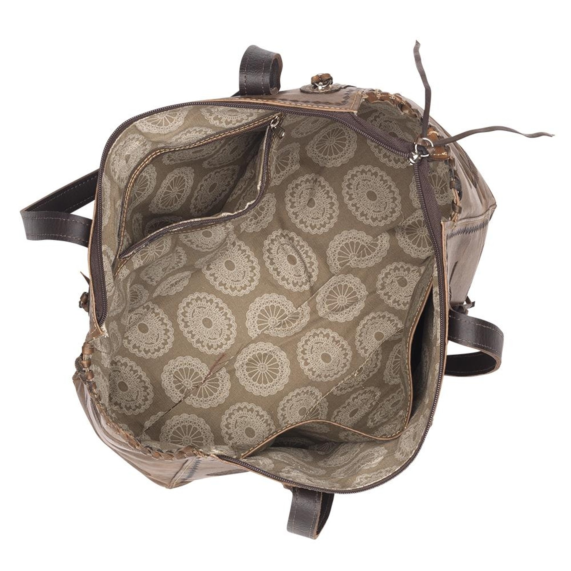 American West Navajo Soul Zip Top Tote With Secret Compartment