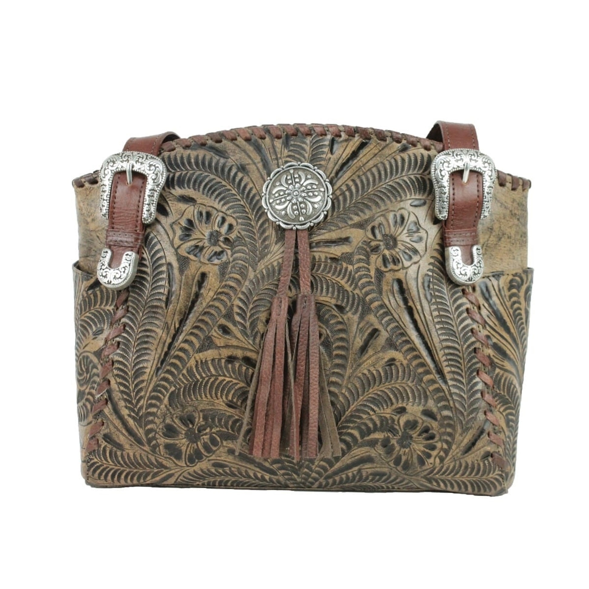 American West Lariats And Lace Zip Top Tote with Secret Compartment