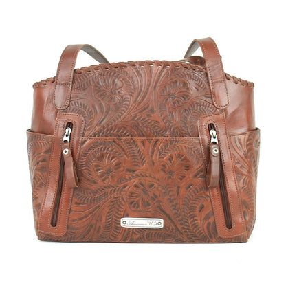 American West Lariats And Lace Zip Top Tote with Secret Compartment
