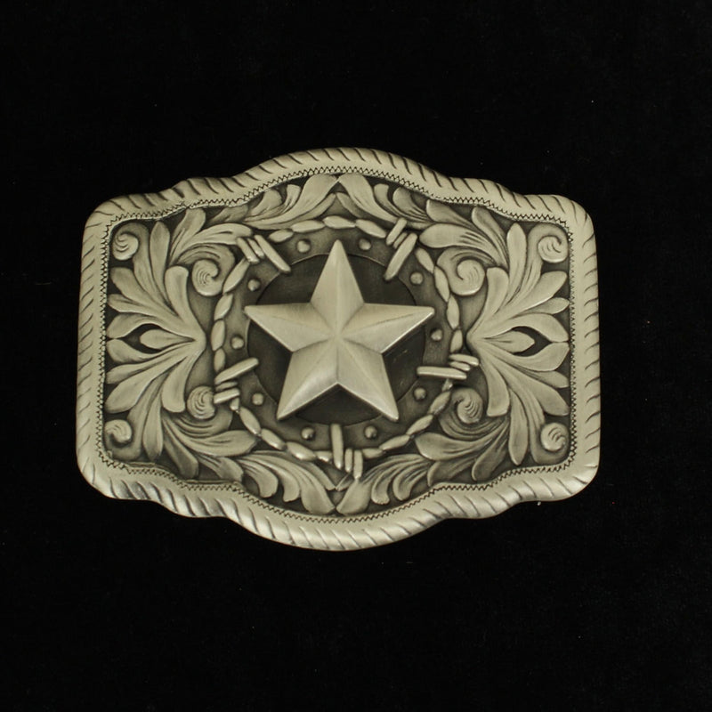 Nocona Mens Rectangle Star Rope Edge Buckle