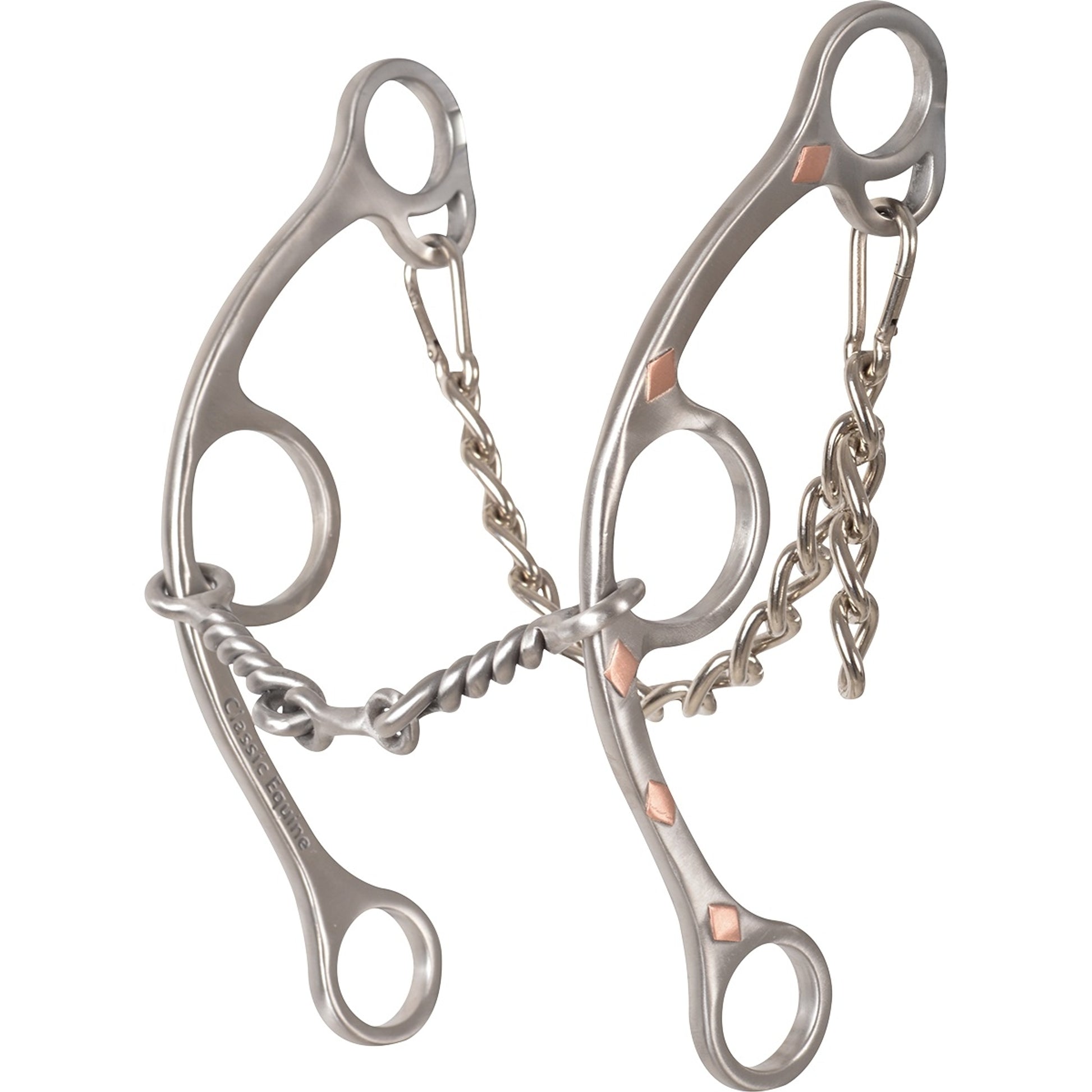 Classic Equine Sherry Cervi Diamond Long Shank Barrel Bit - Twisted Wire Dogbone