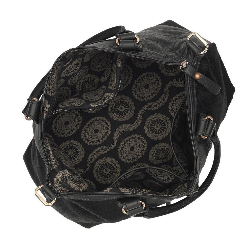 American West Cow Town Small Zip-Top Conceal Carry Satchel - Black Hair