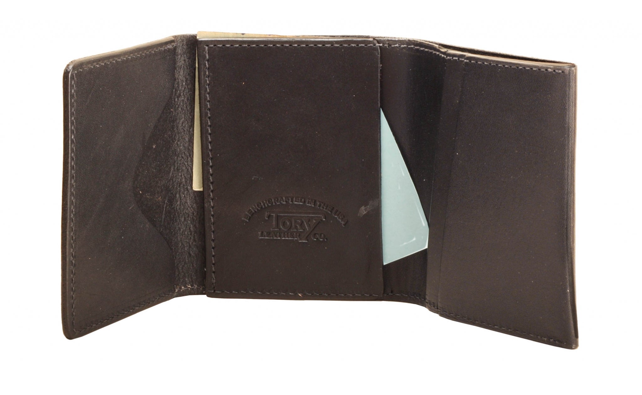 Tory Leather Trifold Wallet with Removable Card Window