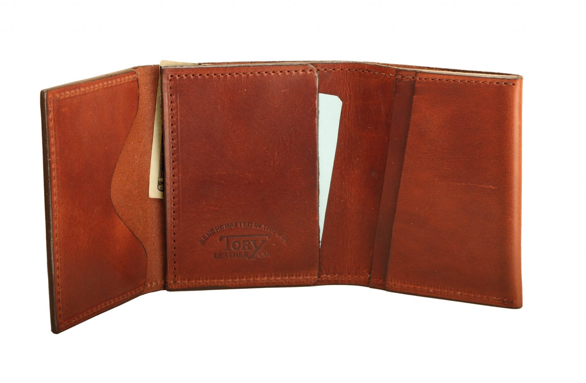 Tory Leather Trifold Wallet with Removable Card Window