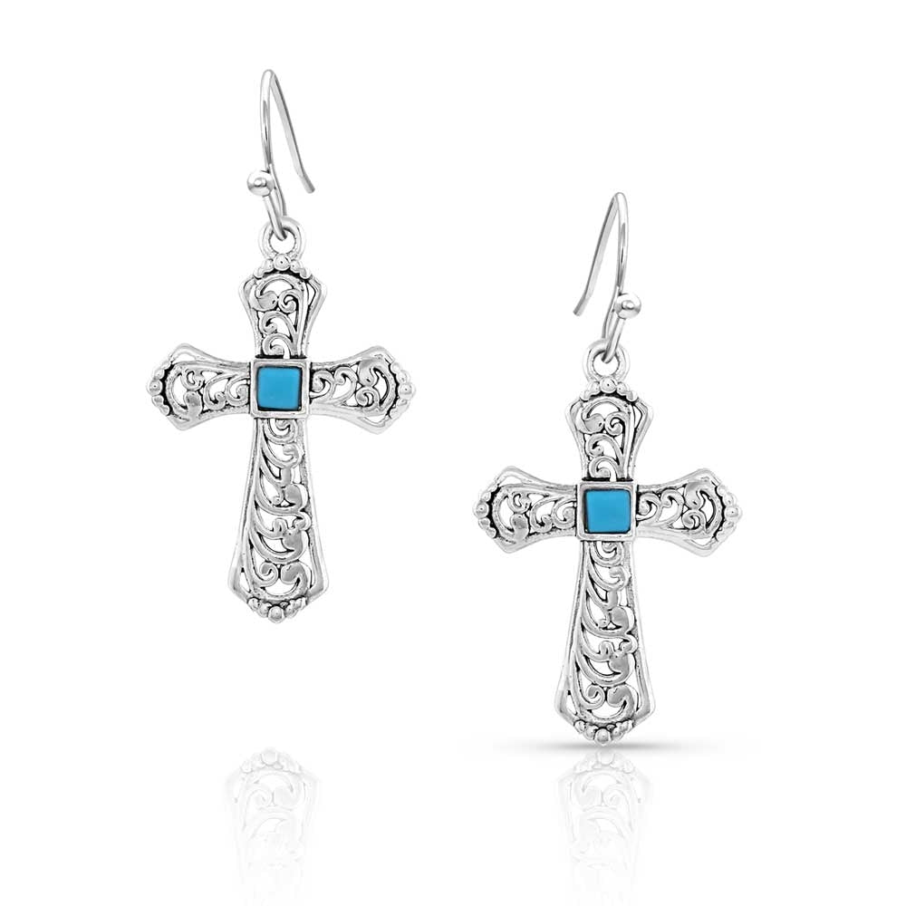 Montana Silversmiths Cathedral Curves Silver Cross Earrings