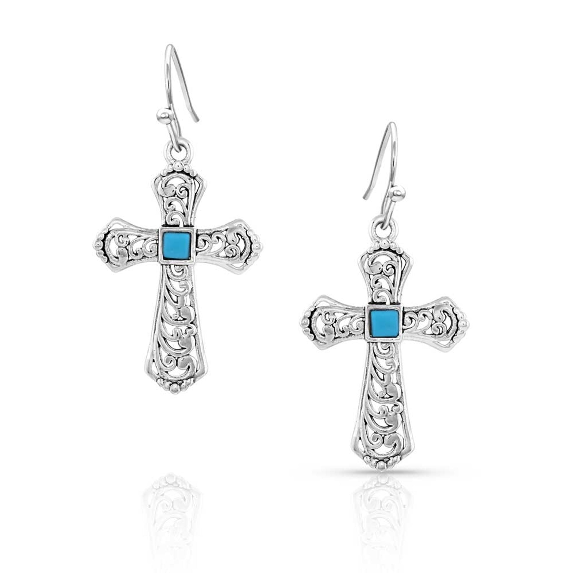 Montana Silversmiths Cathedral Curves Silver Cross Earrings