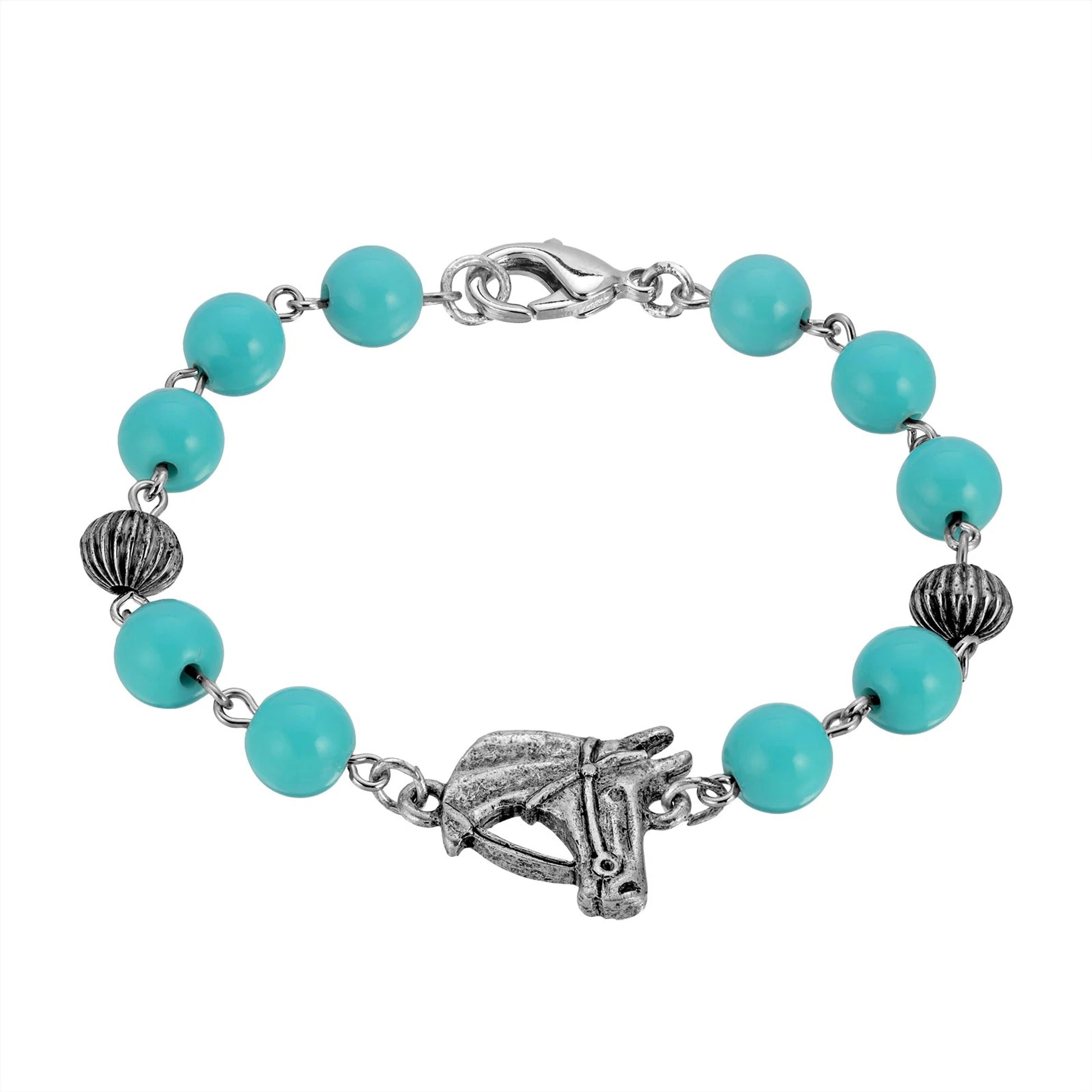 1928 Jewelry Turquoise Bead Horse Head Bracelet