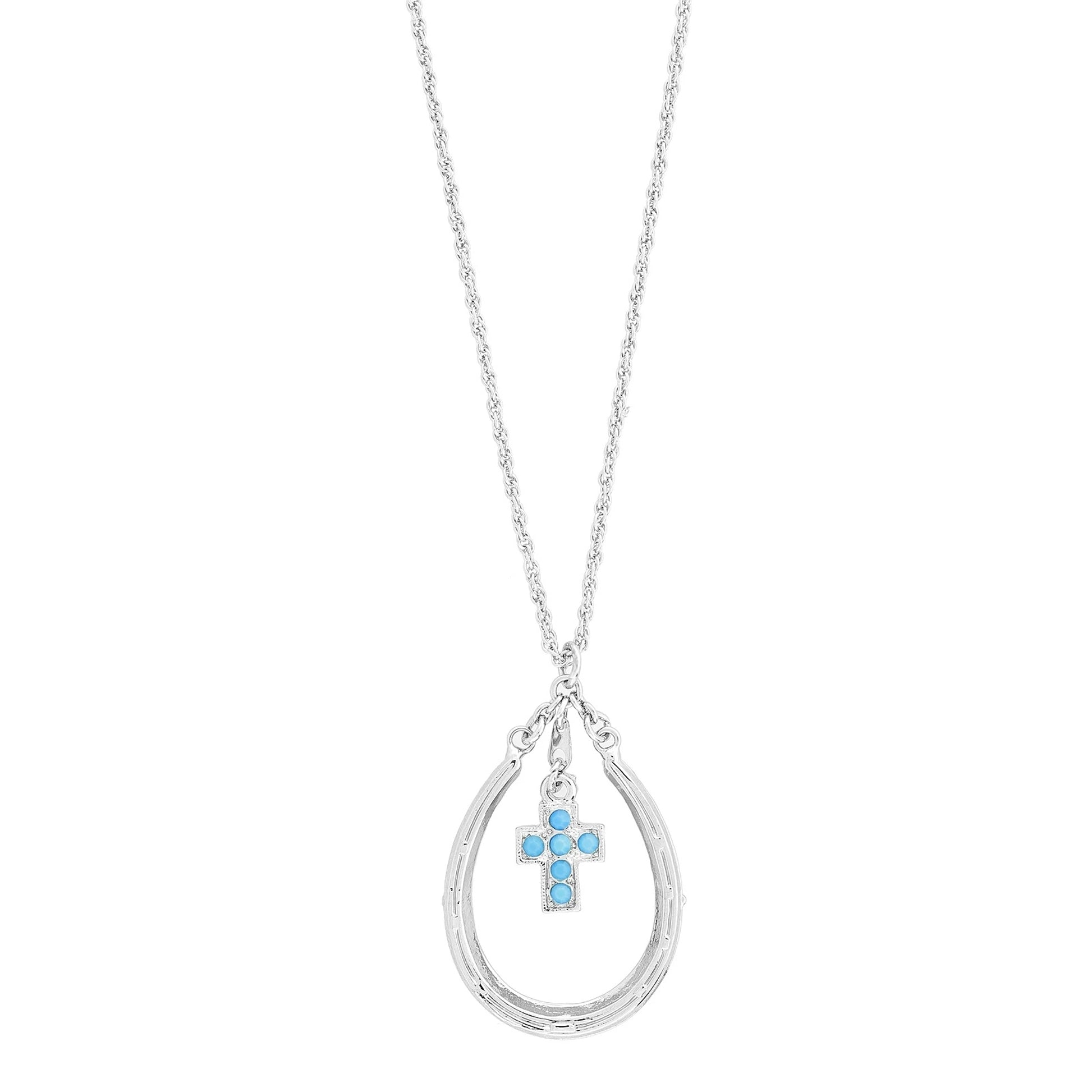 1928 Jewelry Horseshoe Turquoise Cross Necklace