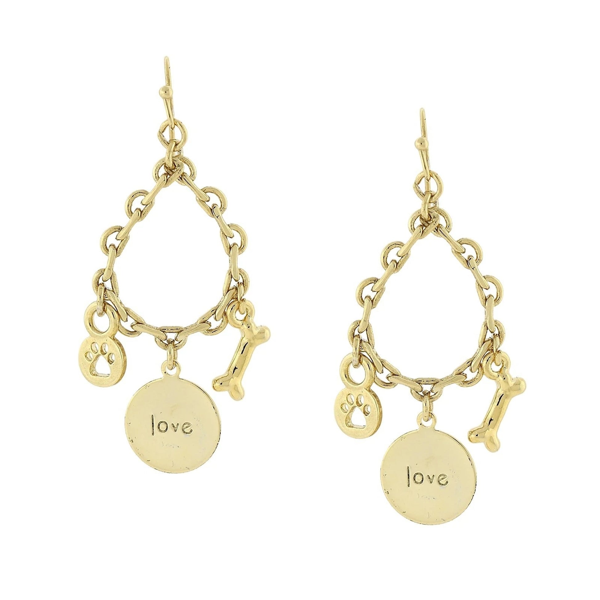 1928 Jewelry Love Paw Bone Drop Earrings
