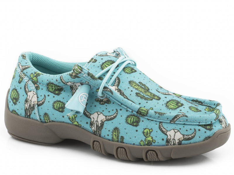 Roper Kids Blue Cactus And Skull Canvas Chukkas