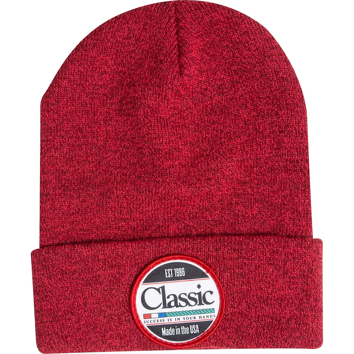 Classic Rope Beanie Cuff with Round Rubber Patch