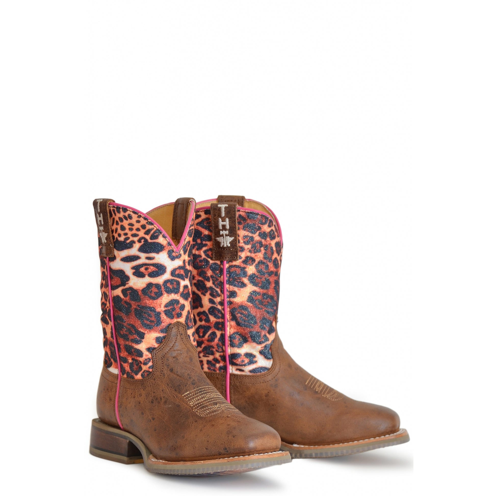 Tin Haul Big Kids Boots - Cheetah Sparkles with Cheetah Sole