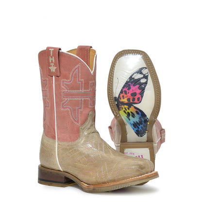 Tin Haul Big Kids Boots - Rainbow Star with Butterfly Sole