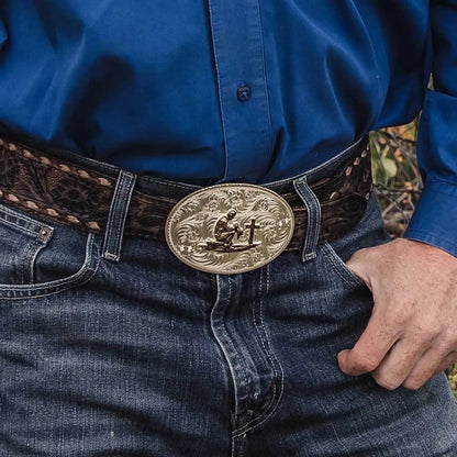 Montana Silversmiths American Beauty Filigree Christian Cowboy Belt Buckle