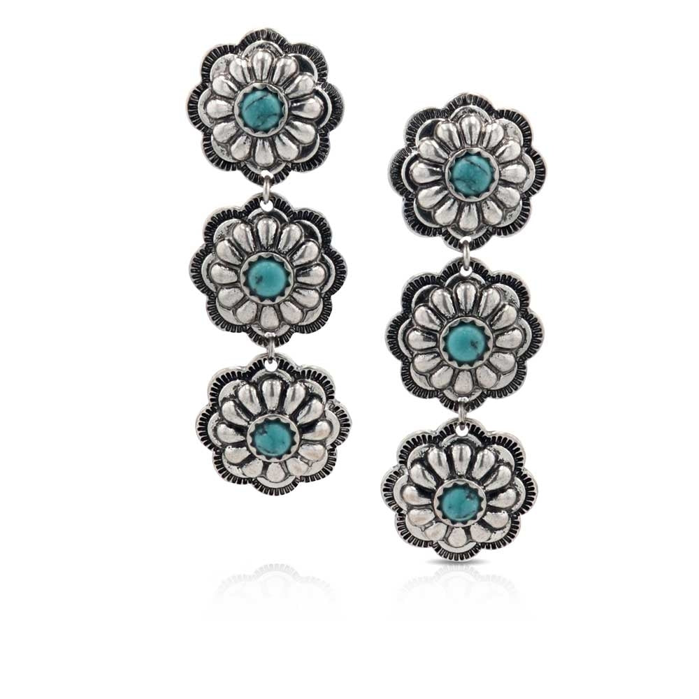 Montana Silversmiths Triple Bloom Conchos Turquoise Attitude Earrings