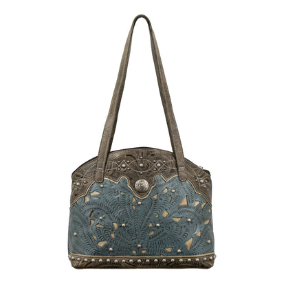 American West Annie's Secret Zip Top Half Moon Tote With Secret Compartment