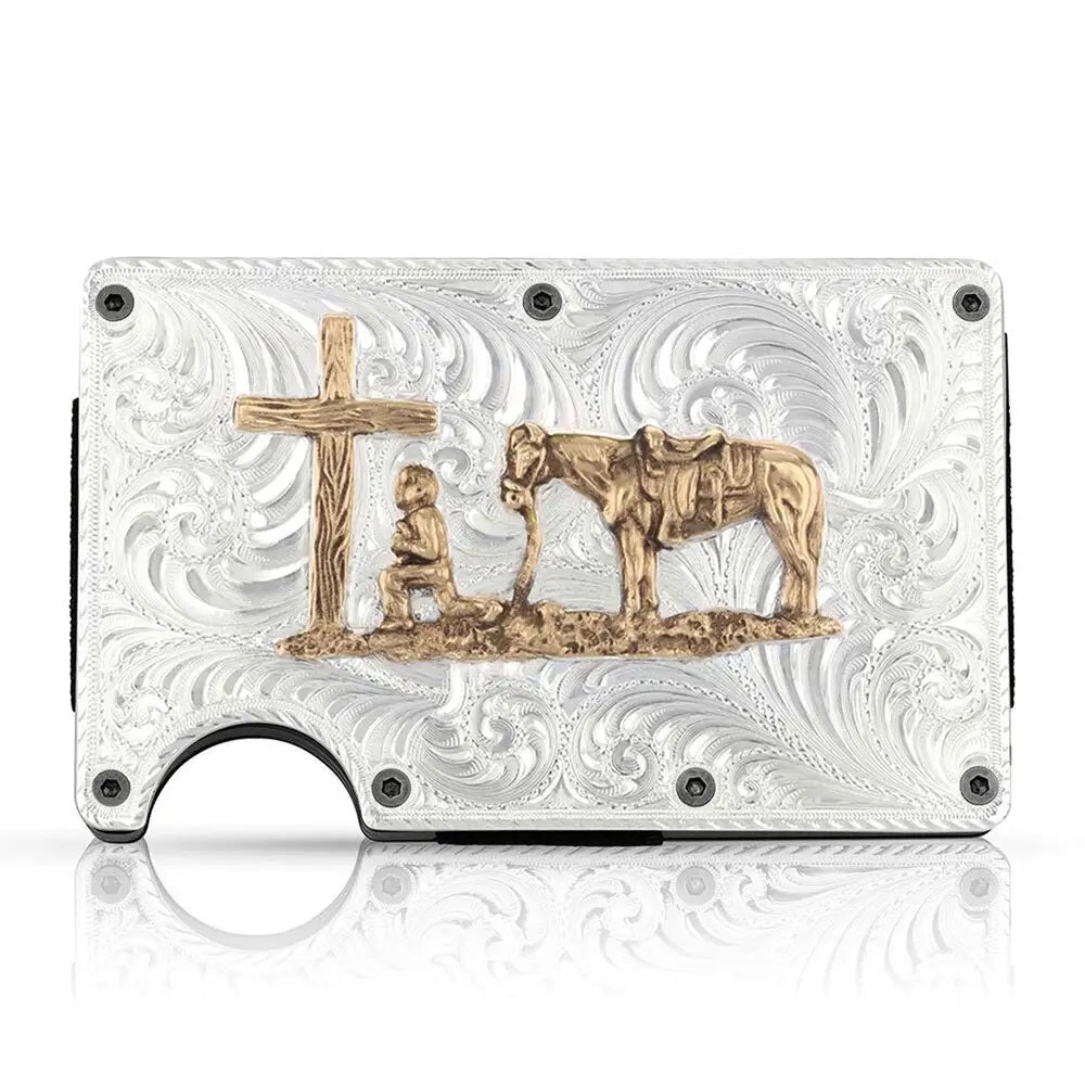 Montana Silversmiths Montana Credit Card & Cash Case with Praying Cowboy