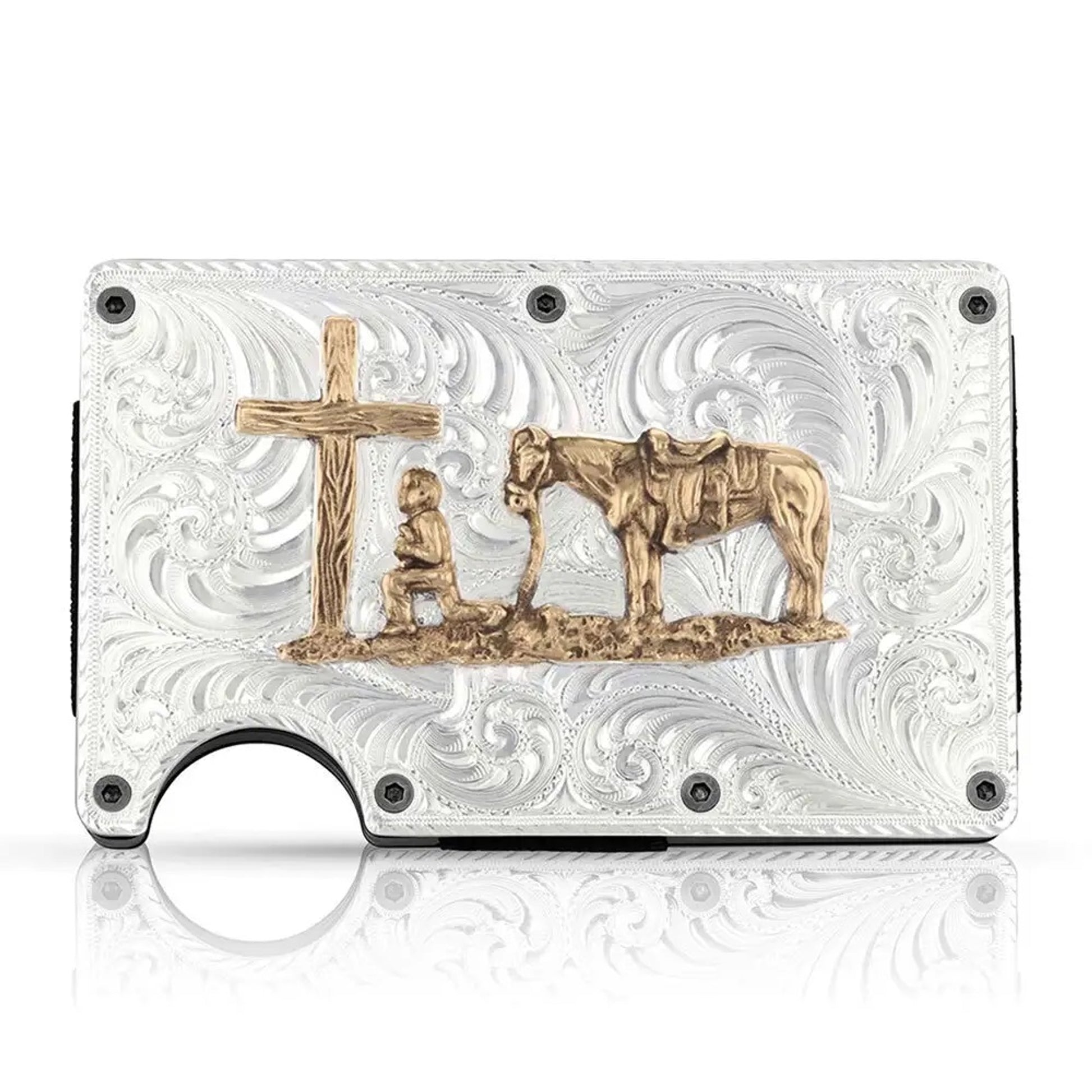 Montana Silversmiths Montana Credit Card & Cash Case with Praying Cowboy