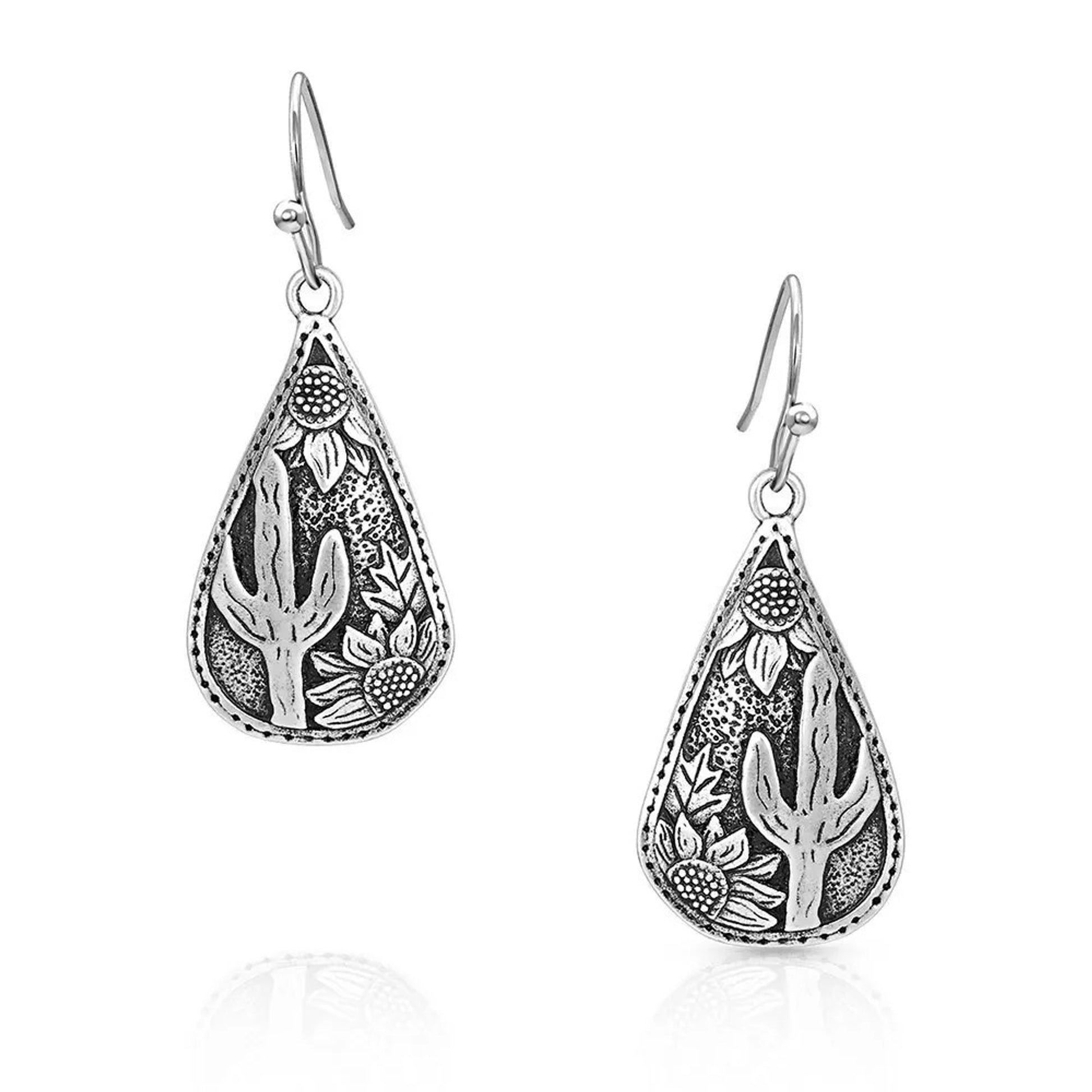 Montana Silversmiths Cradled Cactus Teardrop Earrings