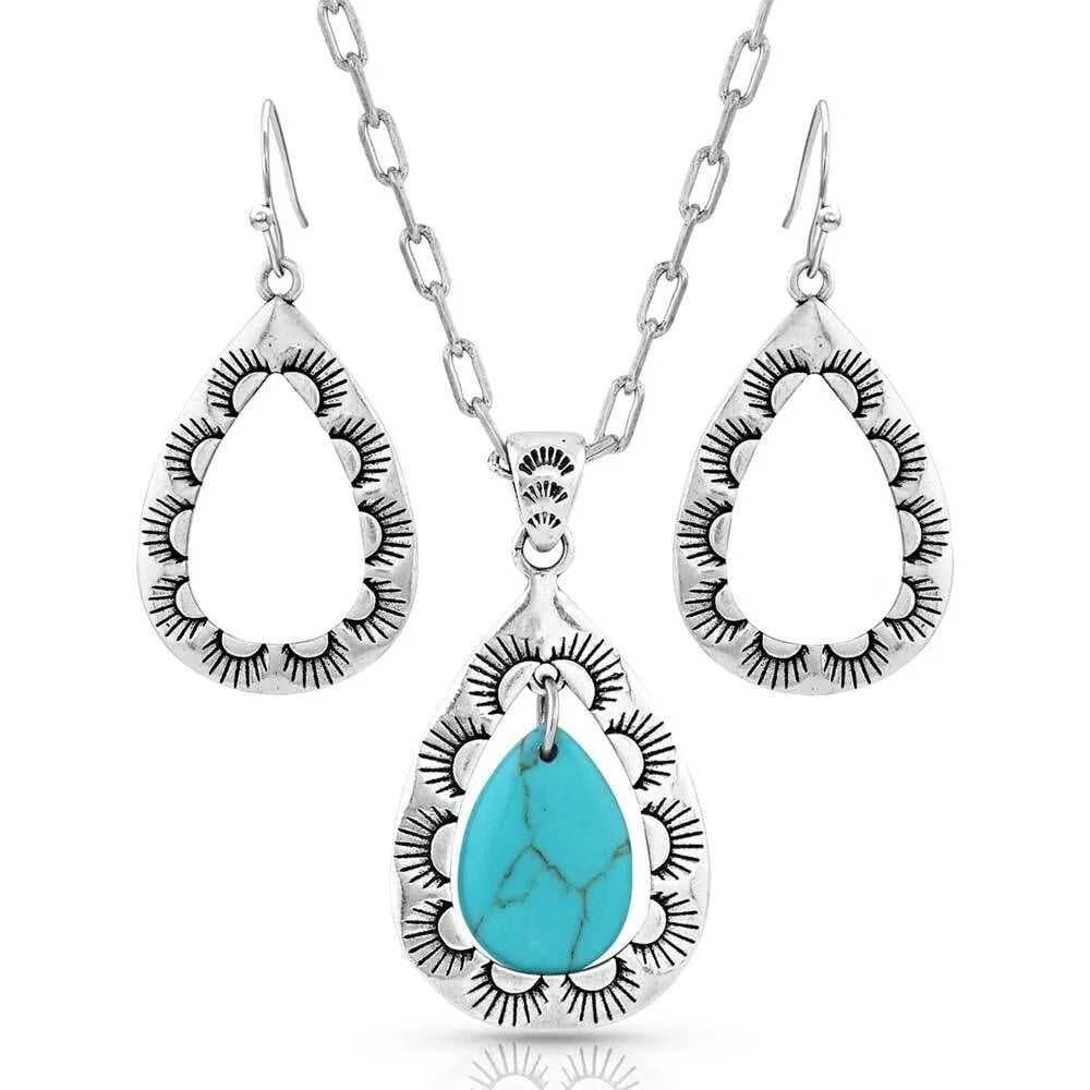Montana Silversmiths Roadrunner Turquoise Scalloped Jewelry Set