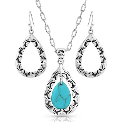 Montana Silversmiths Roadrunner Turquoise Scalloped Jewelry Set