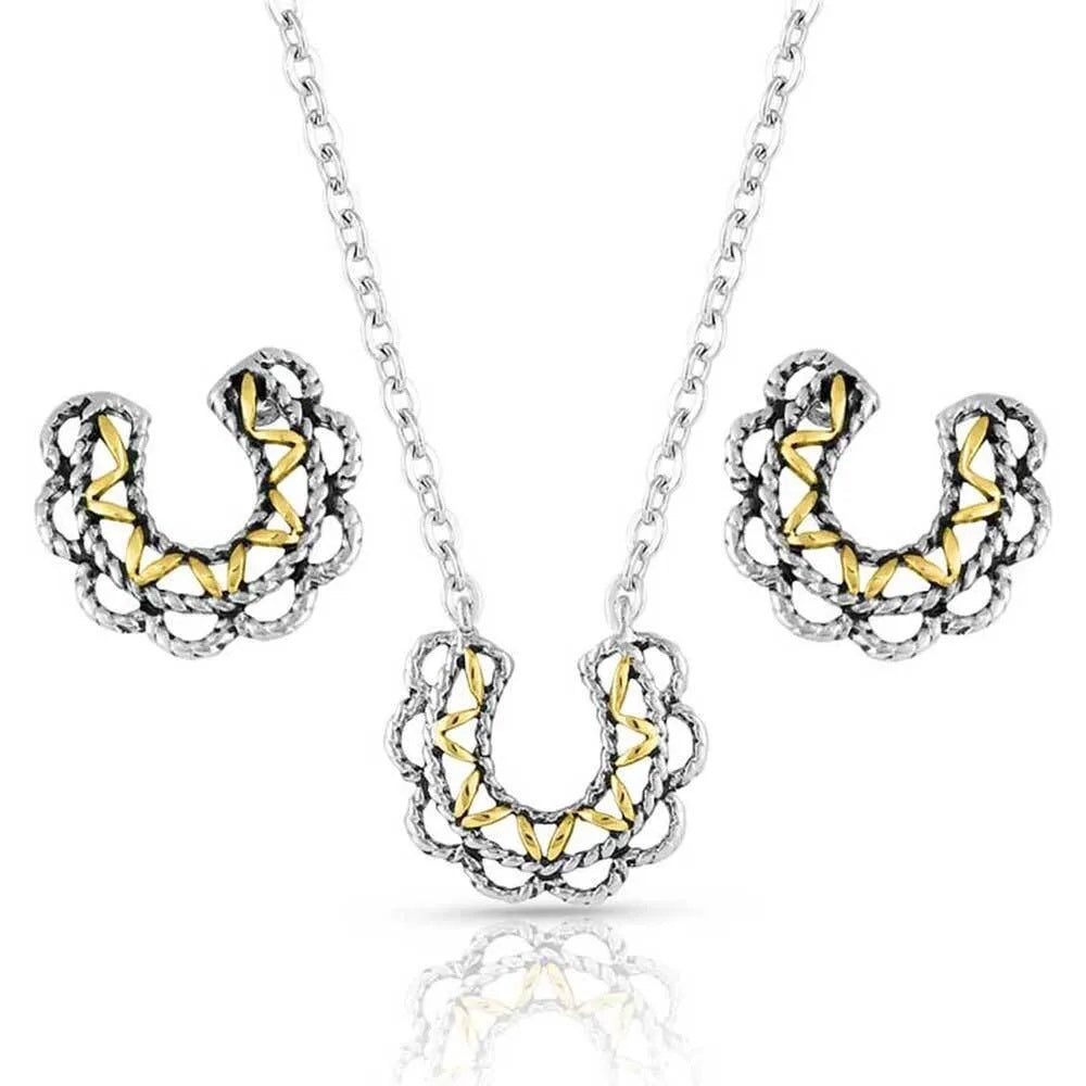 Montana Silversmiths Lucky Montana Gold Horseshoe Jewelry Set