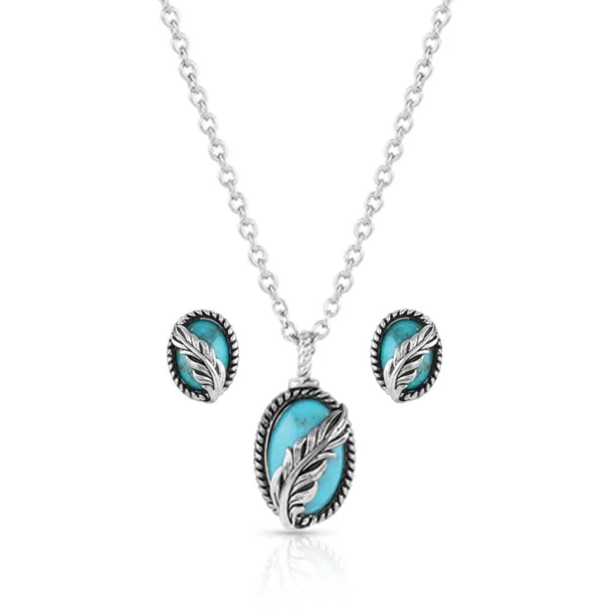 Montana Silversmiths Worlds Feather Turquoise Jewelry Set