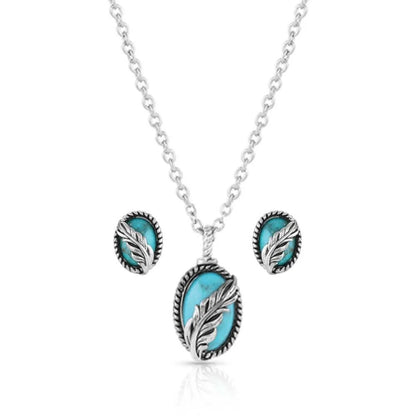 Montana Silversmiths Worlds Feather Turquoise Jewelry Set