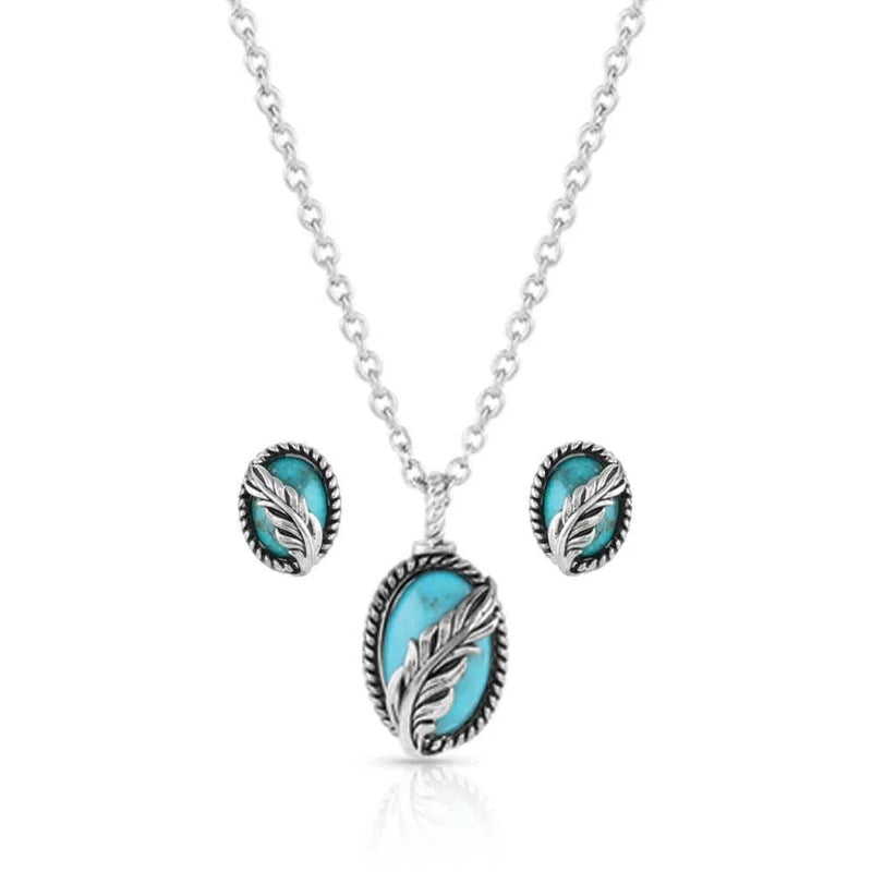 Montana Silversmiths Worlds Feather Turquoise Jewelry Set
