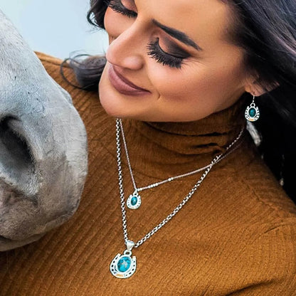 Montana Silversmiths Set In Stone Gold & Turquoise Small Pendant Necklace