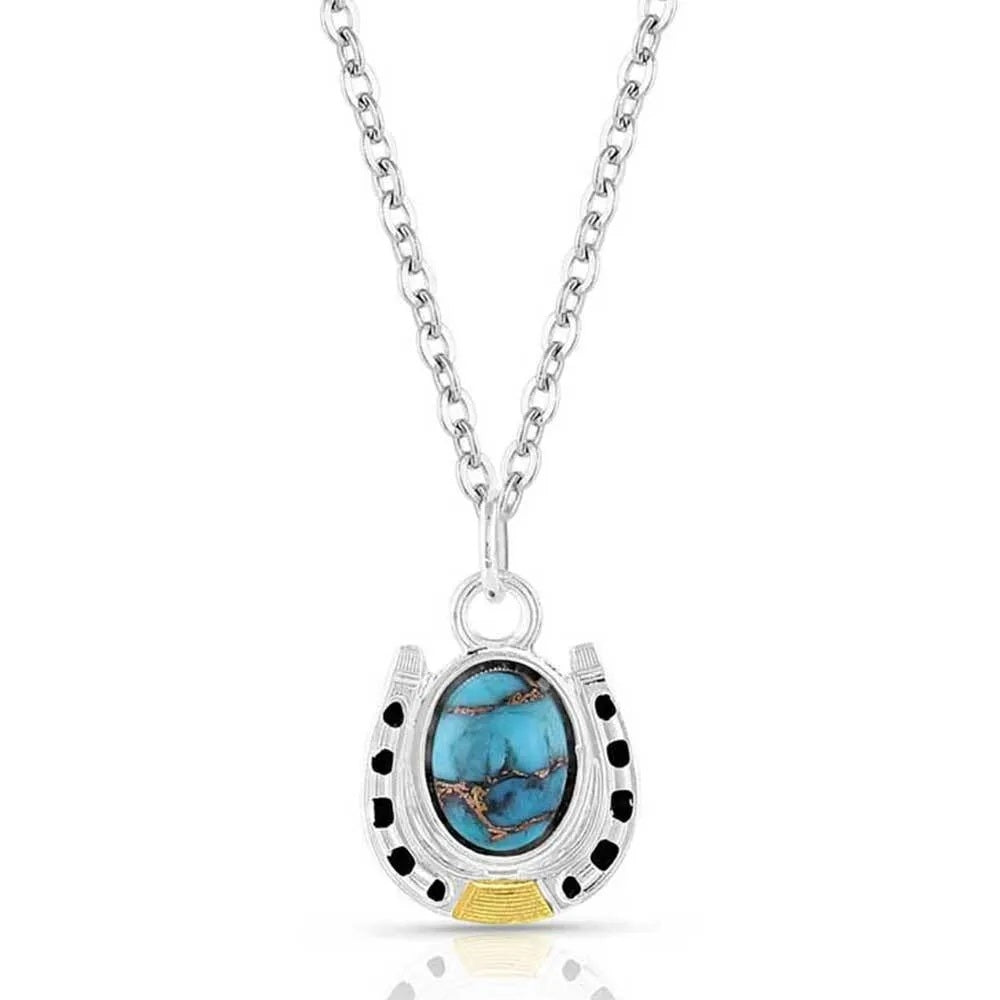 Montana Silversmiths Set In Stone Gold & Turquoise Small Pendant Necklace