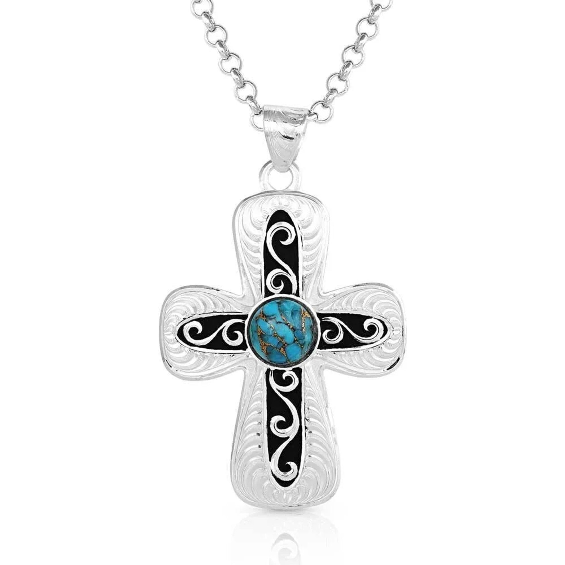 Montana Silversmiths Grounded in Faith Turquoise Cross Necklace