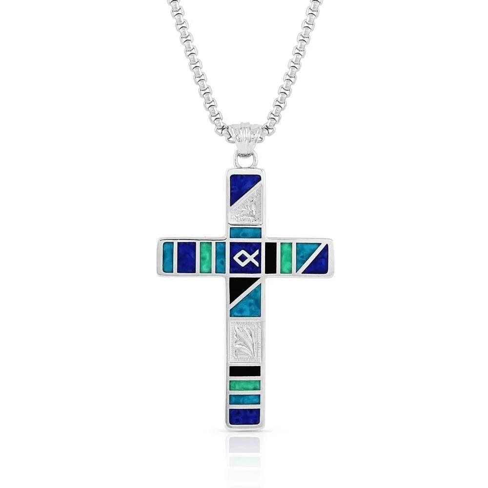 Montana Silversmiths American Legends Block Color Cross Necklace