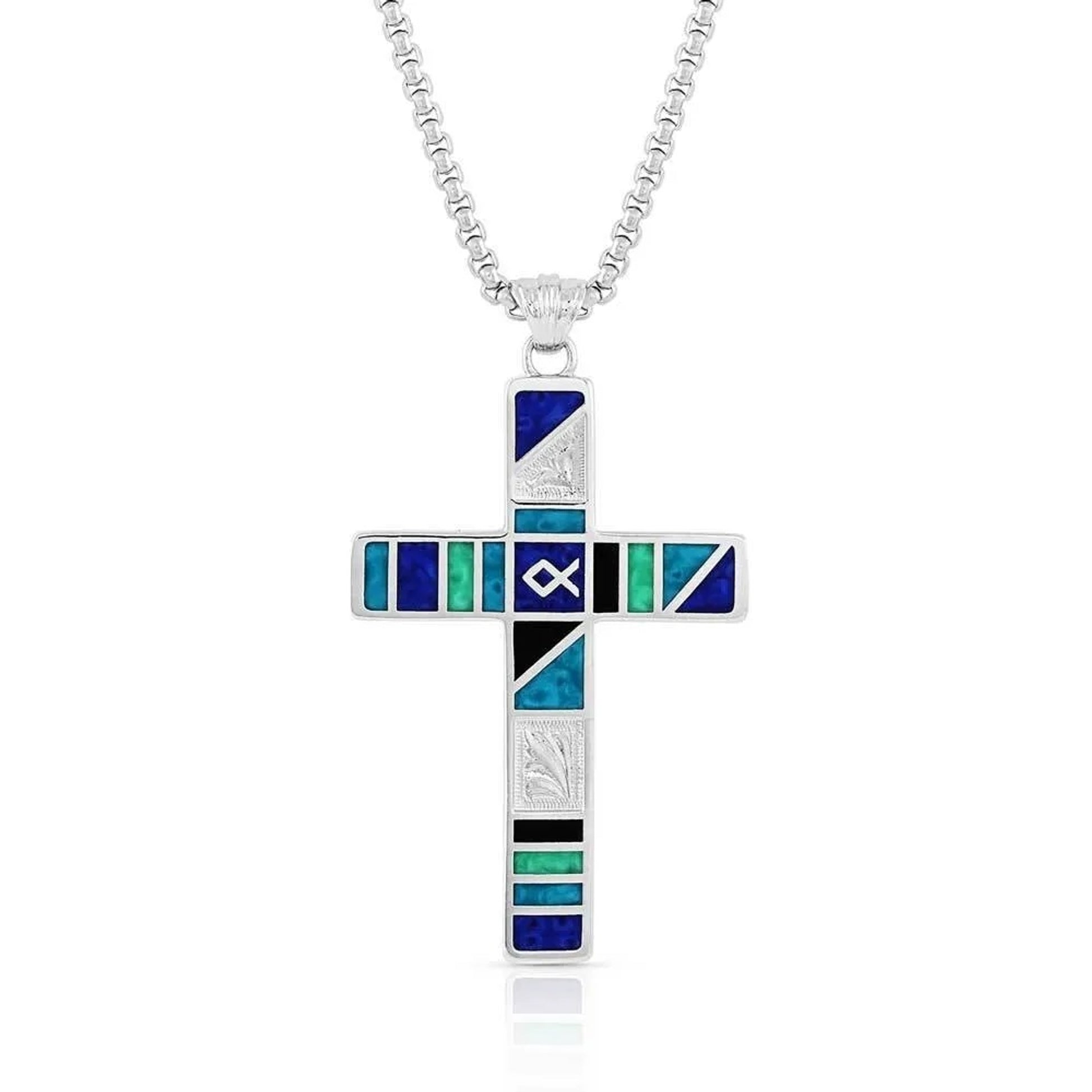 Montana Silversmiths American Legends Block Color Cross Necklace