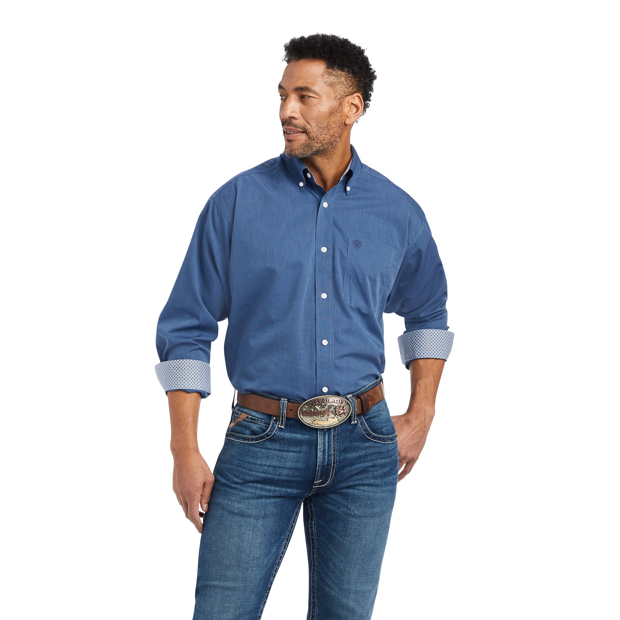 Ariat Mens Wrinkle Free Solid Pinpoint Oxford Classic Fit Shirt