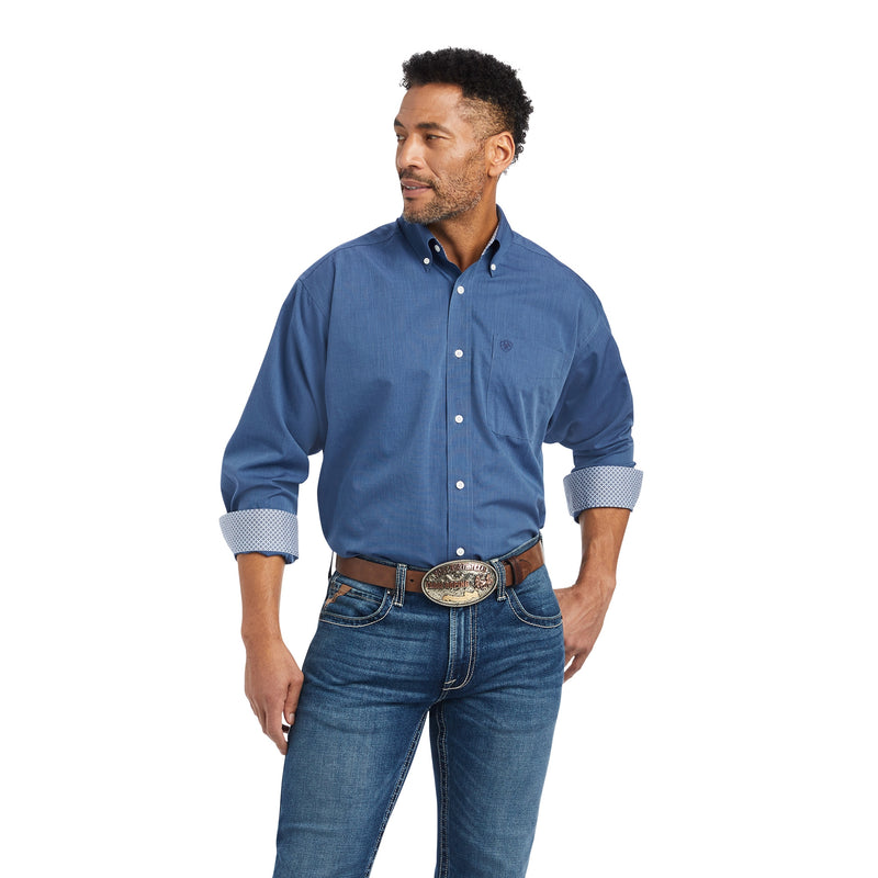 Ariat Mens Wrinkle Free Solid Pinpoint Oxford Classic Fit Shirt