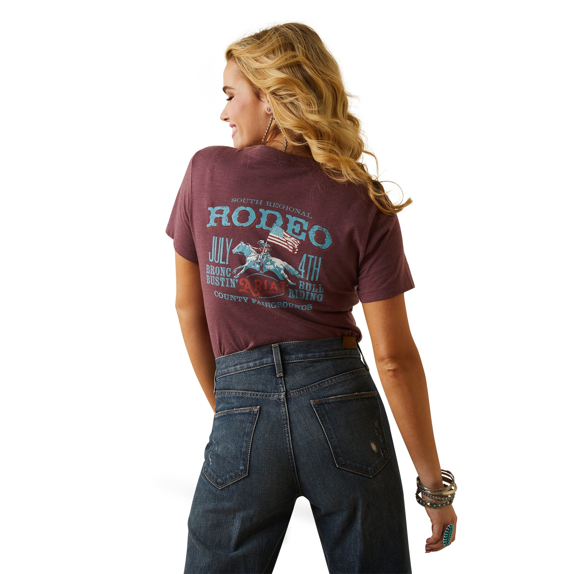 Ariat Ladies Rodeo Poster T-Shirt L Burg Heather