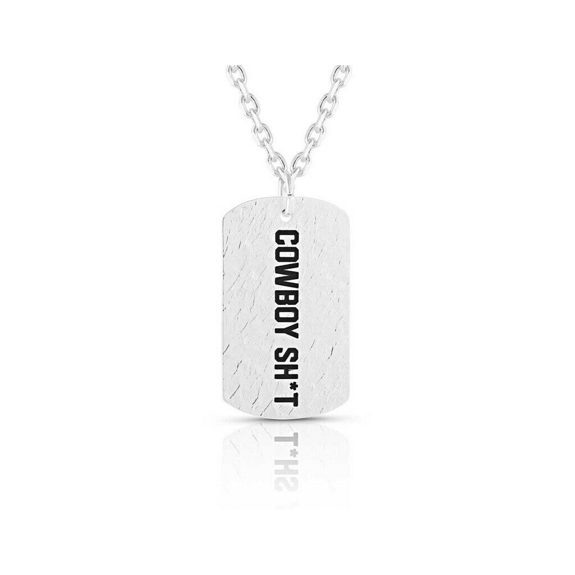 Montana Silversmiths Cowboy Sh-t Silver Dog Tag Necklace