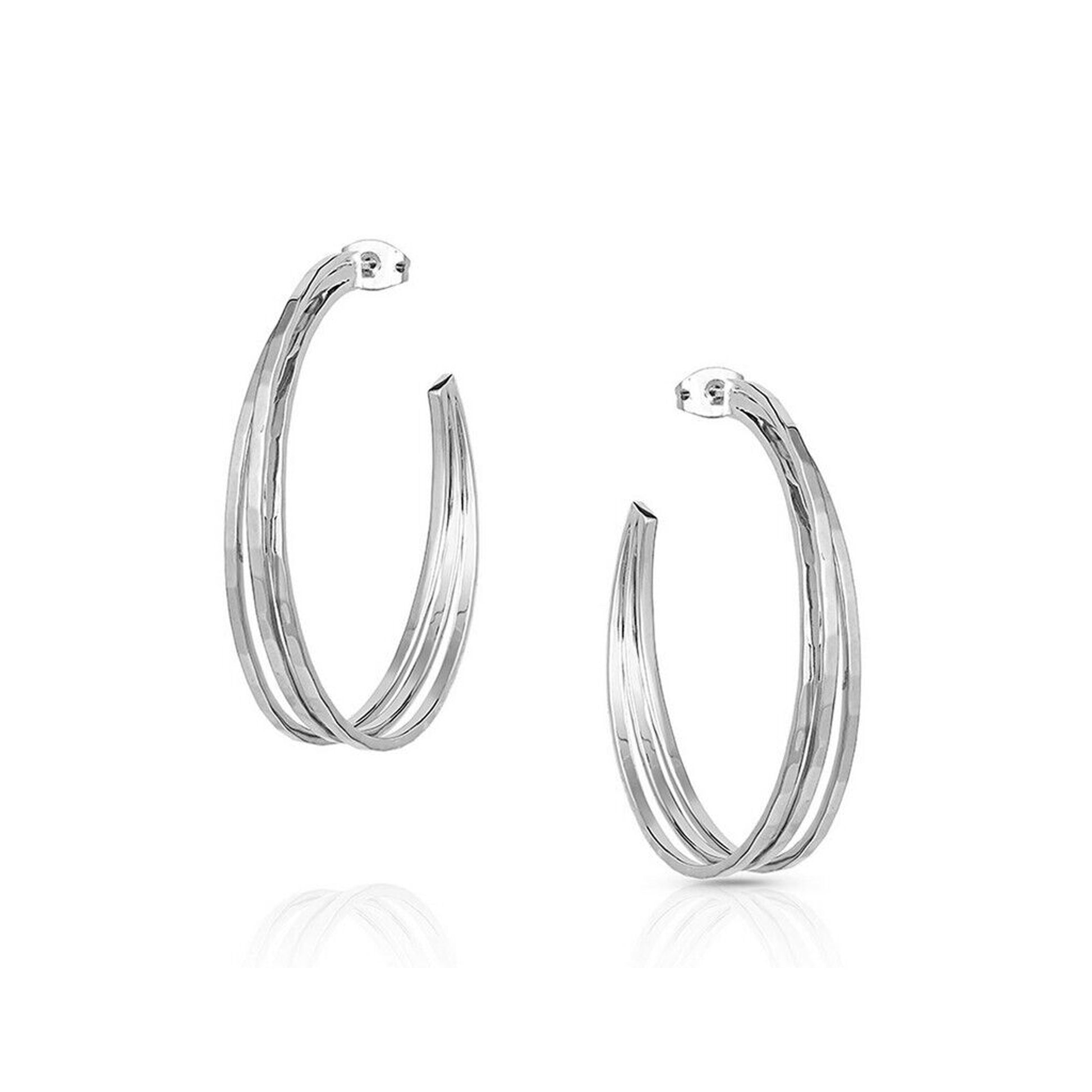 Montana Silversmiths Cut Trio Hoop Earrings Silver