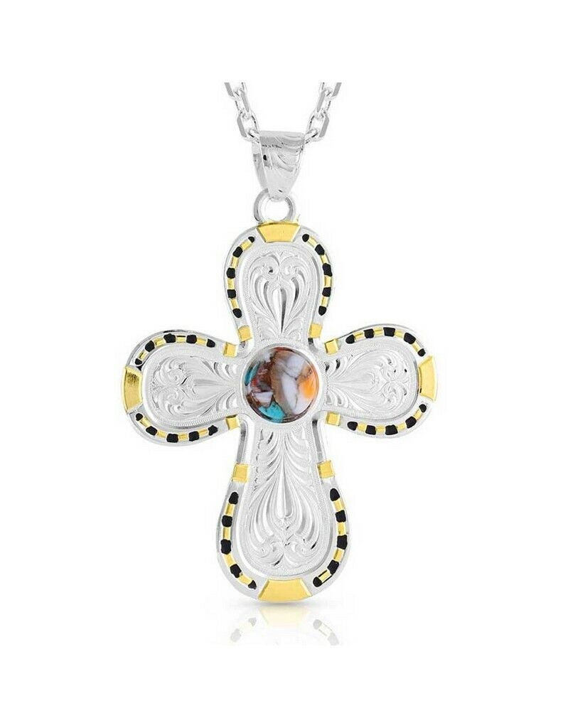 Montana Silversmiths Circle The Wagons Cross Necklace