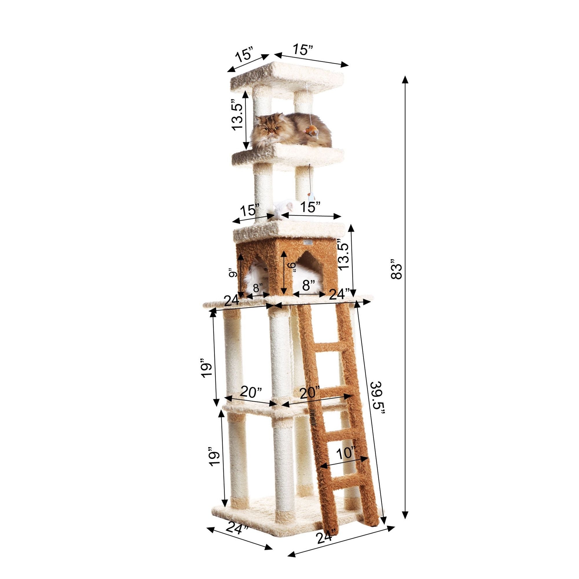 Armarkat Premium Real Wood Cat Tree 84in Beige