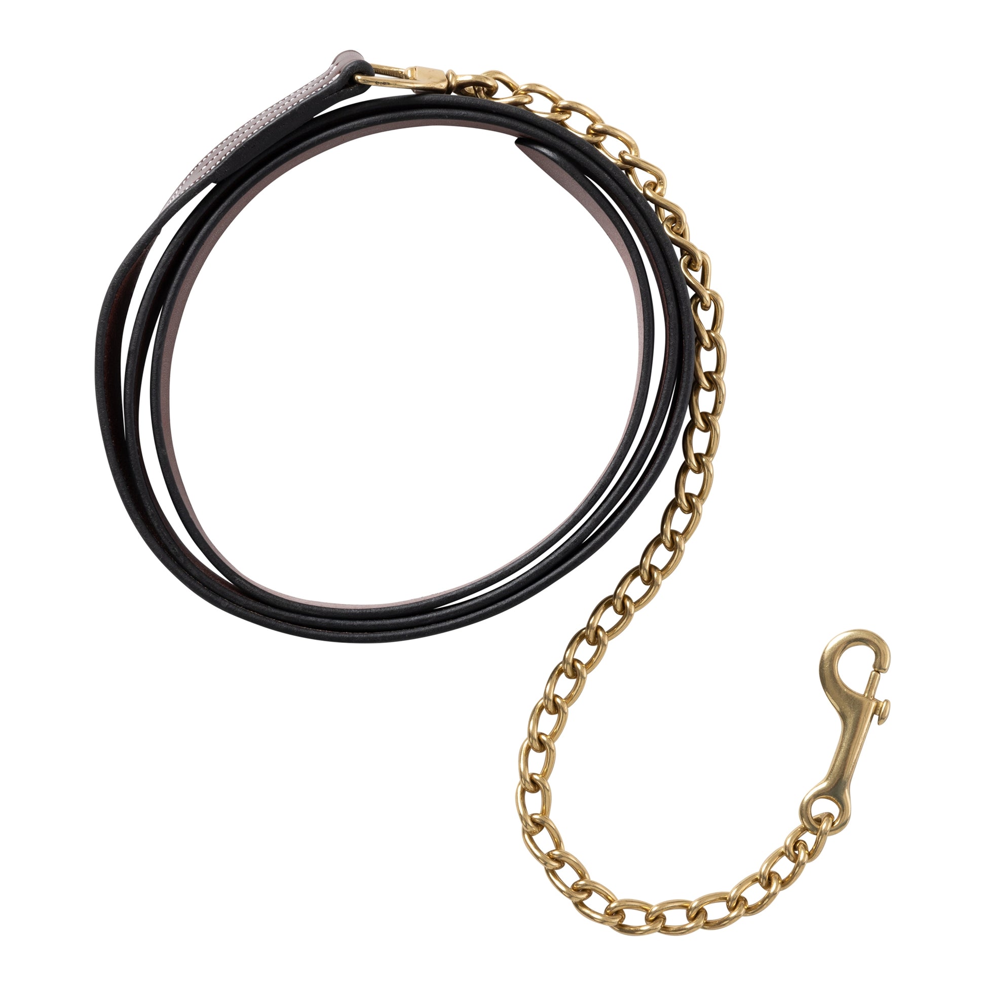 Huntley Fancy Stitched Traditional Leather Lead with Brass chain