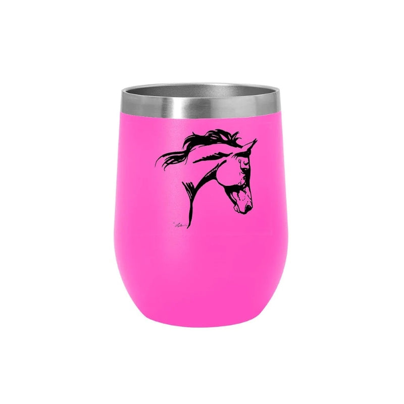 AWST Int'l Lila Horse Head Side Stainless Steel Wine Tumbler with Slide Top