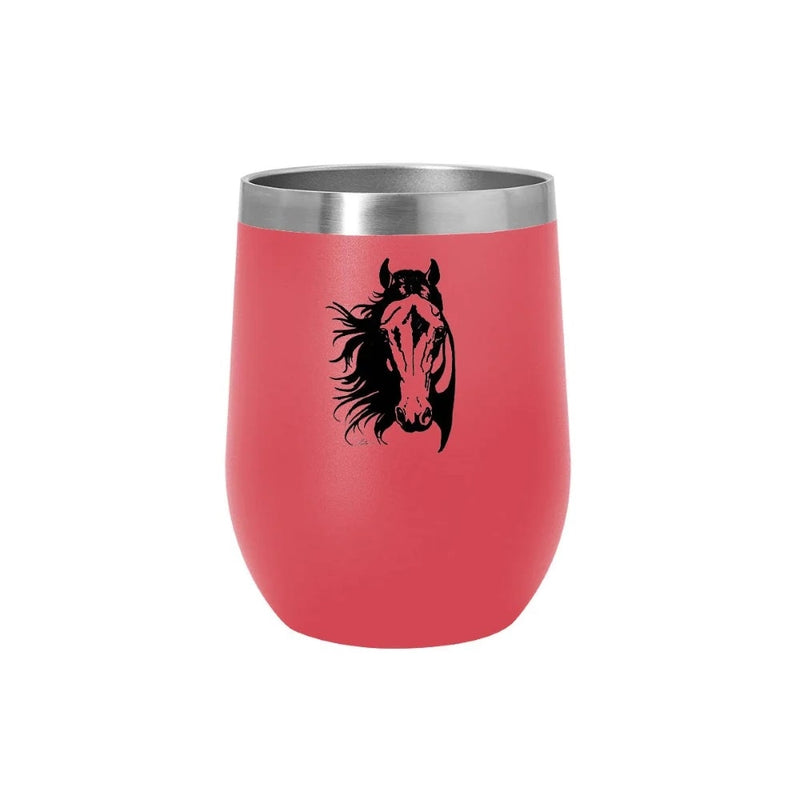 AWST Int'l Lila Horse Head Front Stainless Steel Wine Tumbler with Slide Top
