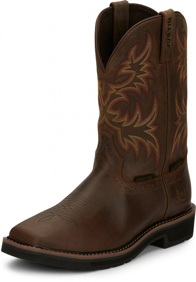 Justin Mens Driller 11" Waterproof Steel Toe Boots